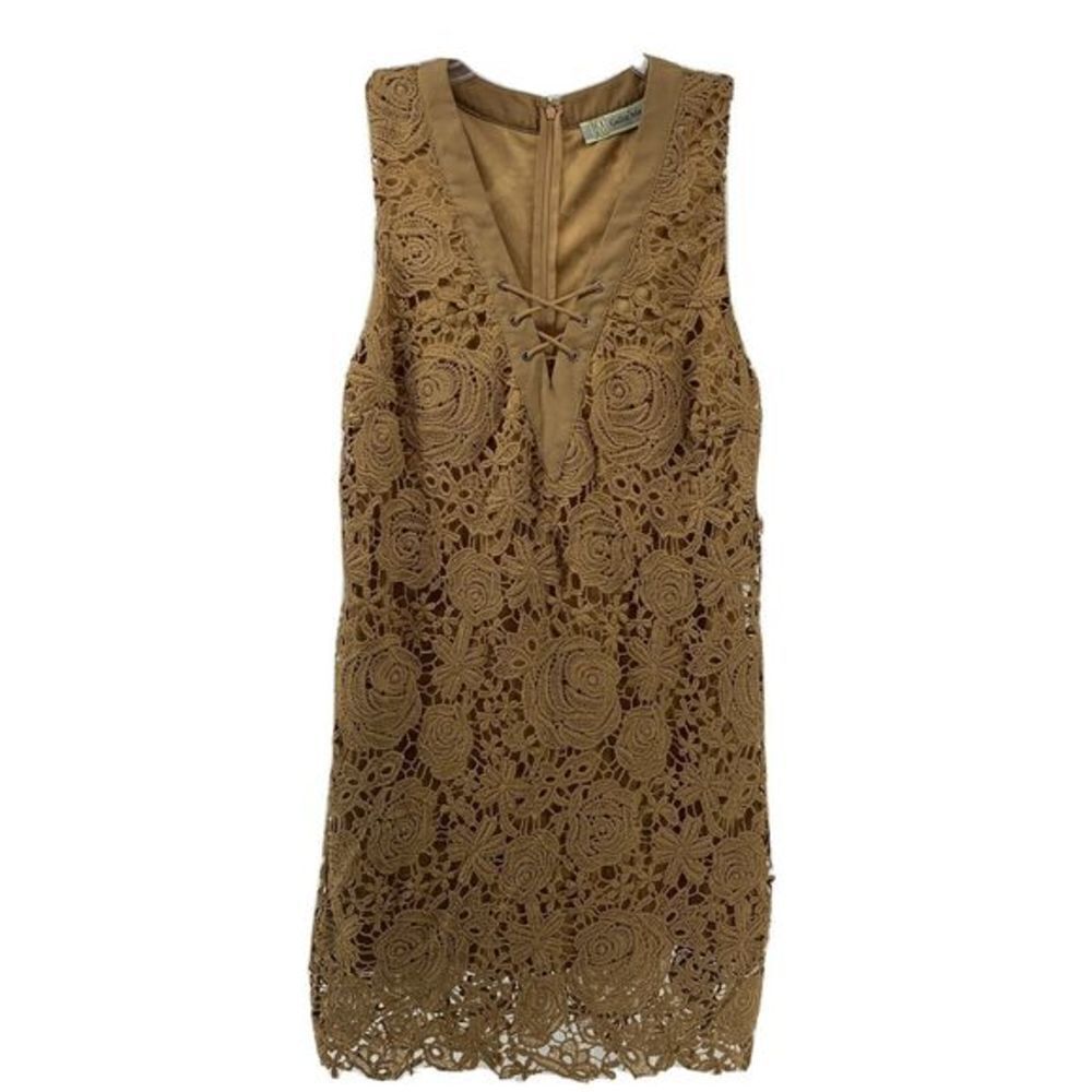 Callie Mac Lace Brown Sleeveless Dress Small